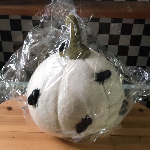 Pottery Barn kids Exclusive Handmade Wool Felt White Pumpkin with Spiders 🕷🎃 - Picture 3 of 14